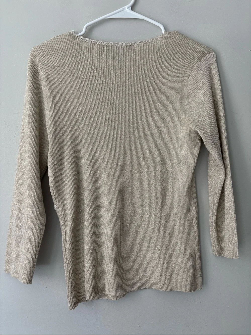 Y2K Fairycore Silk Cream Ribbed Knit Wrap Top Lace Cottage Blouse Small - Medium